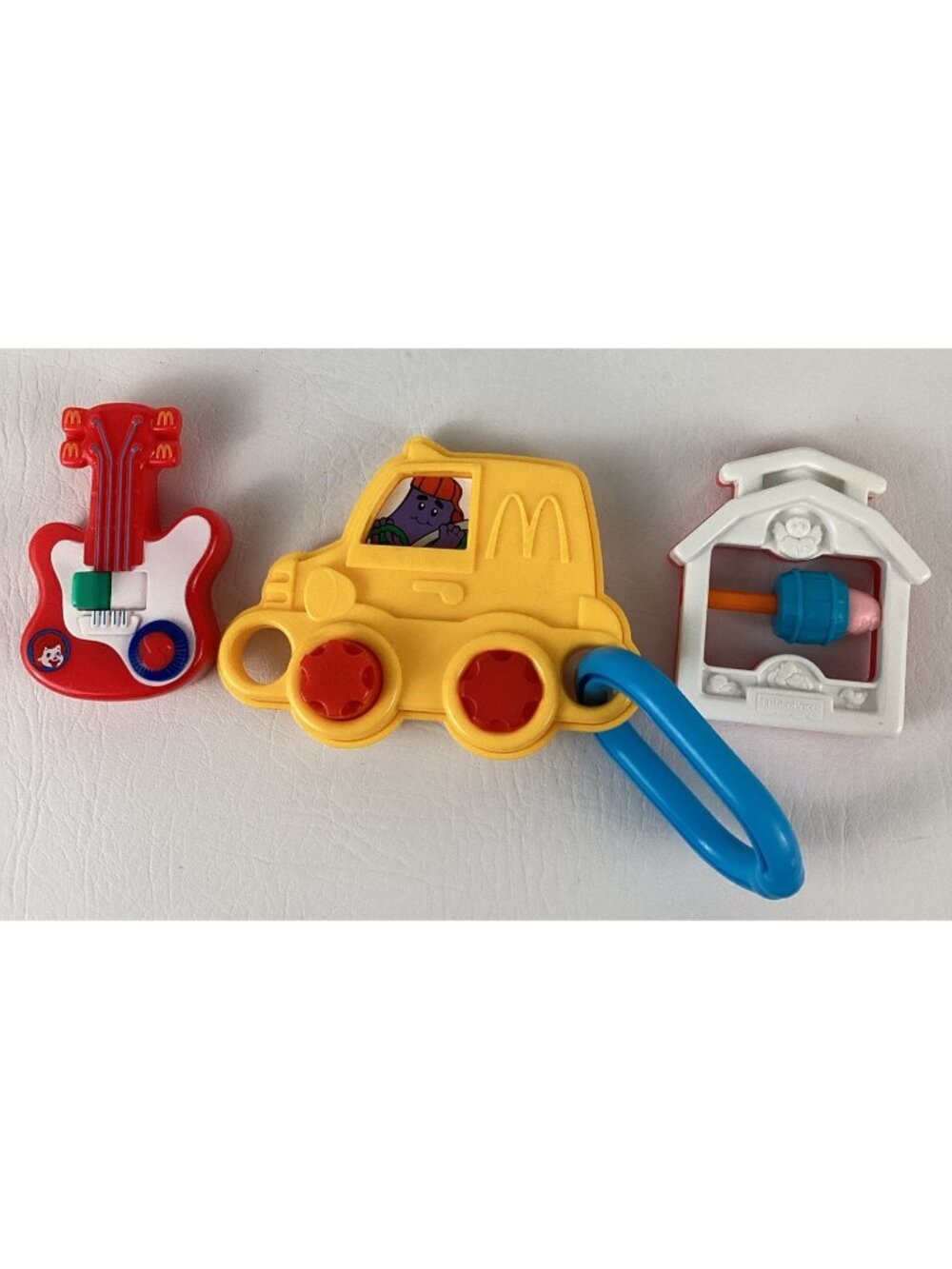 McDonald’s Toddler Happy Meal Toys Guitar Car Barn Lot 3pc Bundle Vintage 1996